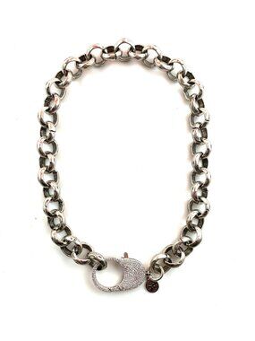 Karli Buxton Chunky Hammered Silver Rolo Chain Necklace 16” NWT
